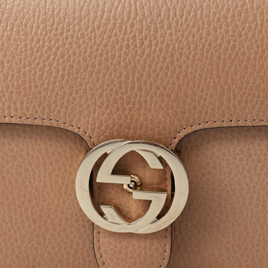 Gucci Dollar Calfskin Small Interlocking G Shoulder Bag Camelia Image 7