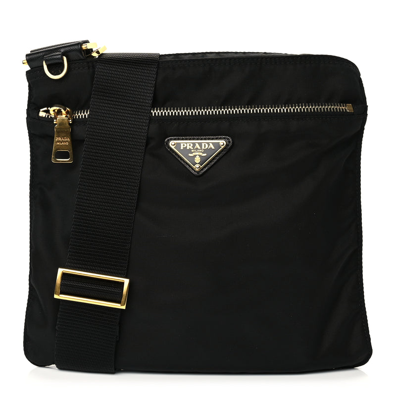  Prada Nylon Vela Flat Messenger Bag Black