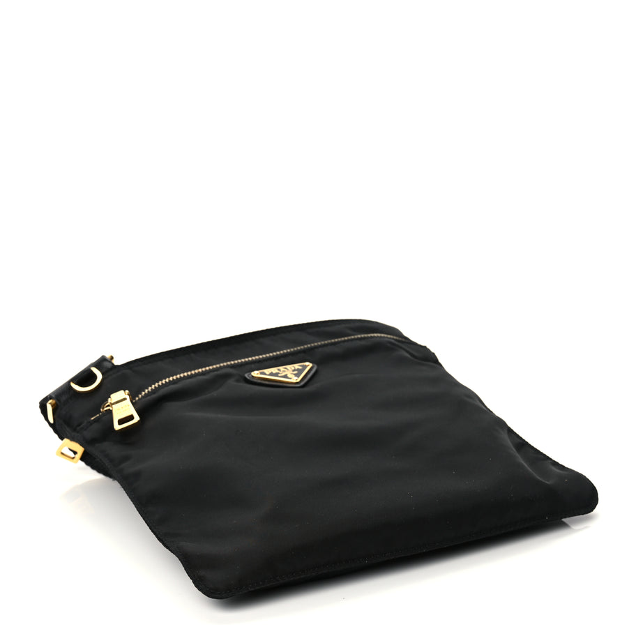 Prada Nylon Vela Flat Messenger Bag Black Image 3