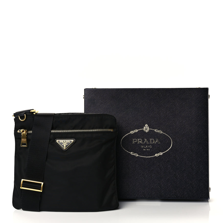 Prada Nylon Vela Flat Messenger Bag Black Image 10