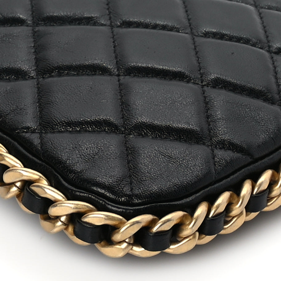 Chanel Lambskin Quilted Chain Around Top Handle Mini Bag Black Image 8