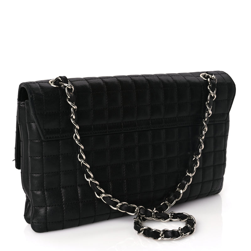  Chanel Lambskin Quilted Chocolate Bar Camellia No. 5 Flap Bag Black