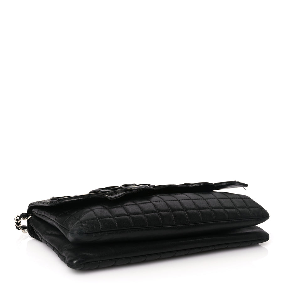 Chanel Lambskin Quilted Chocolate Bar Camellia No. 5 Flap Bag Black Image 3