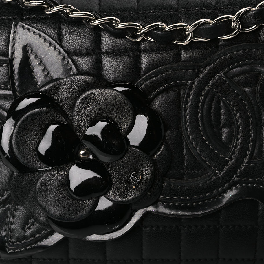 Chanel Lambskin Quilted Chocolate Bar Camellia No. 5 Flap Bag Black Image 7