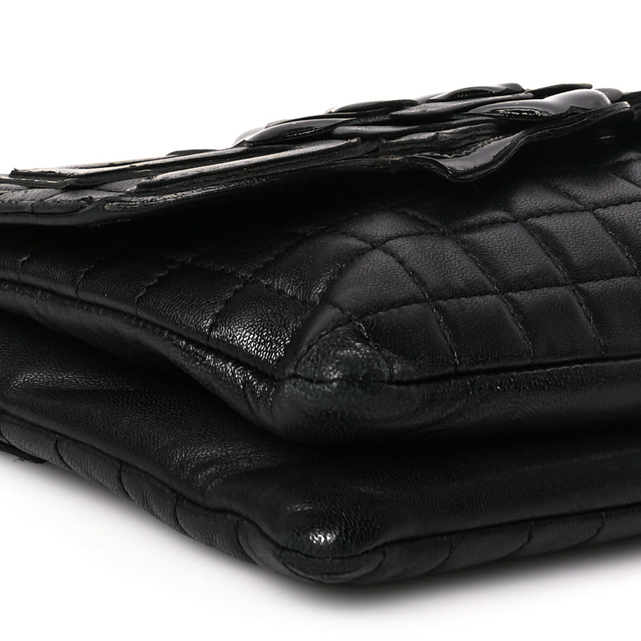 Chanel Lambskin Quilted Chocolate Bar Camellia No. 5 Flap Bag Black Image 8