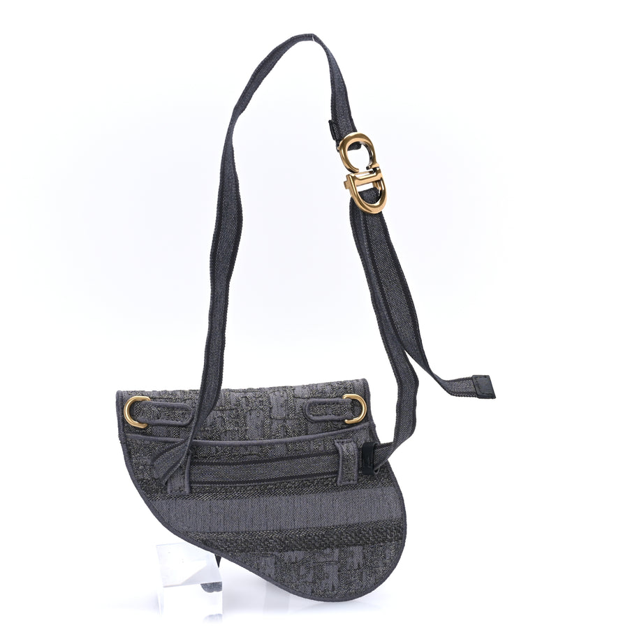 Christian Dior Oblique Embroidered Saddle Belt Pouch  Grey Image 2