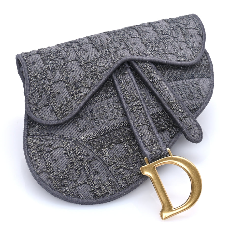 Christian Dior Oblique Embroidered Saddle Belt Pouch  Grey Image 3