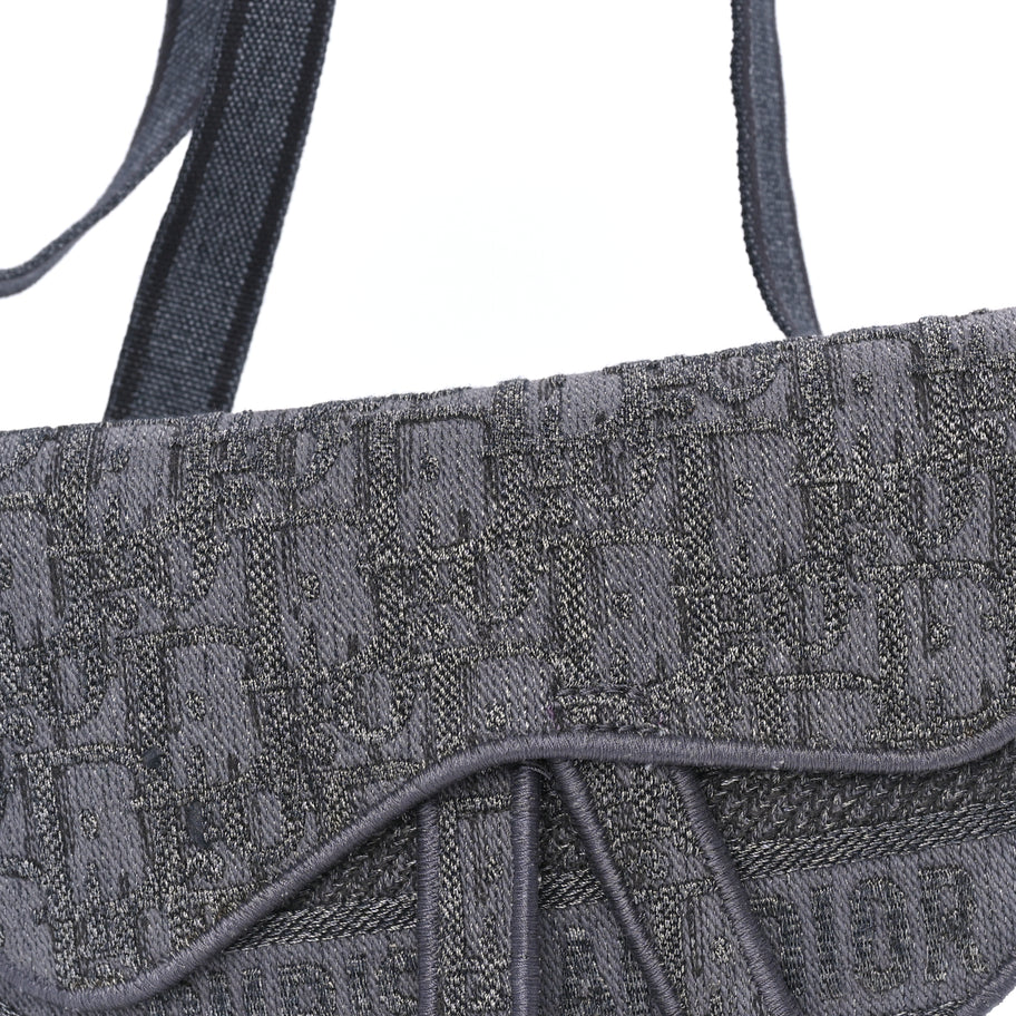 Christian Dior Oblique Embroidered Saddle Belt Pouch  Grey Image 6
