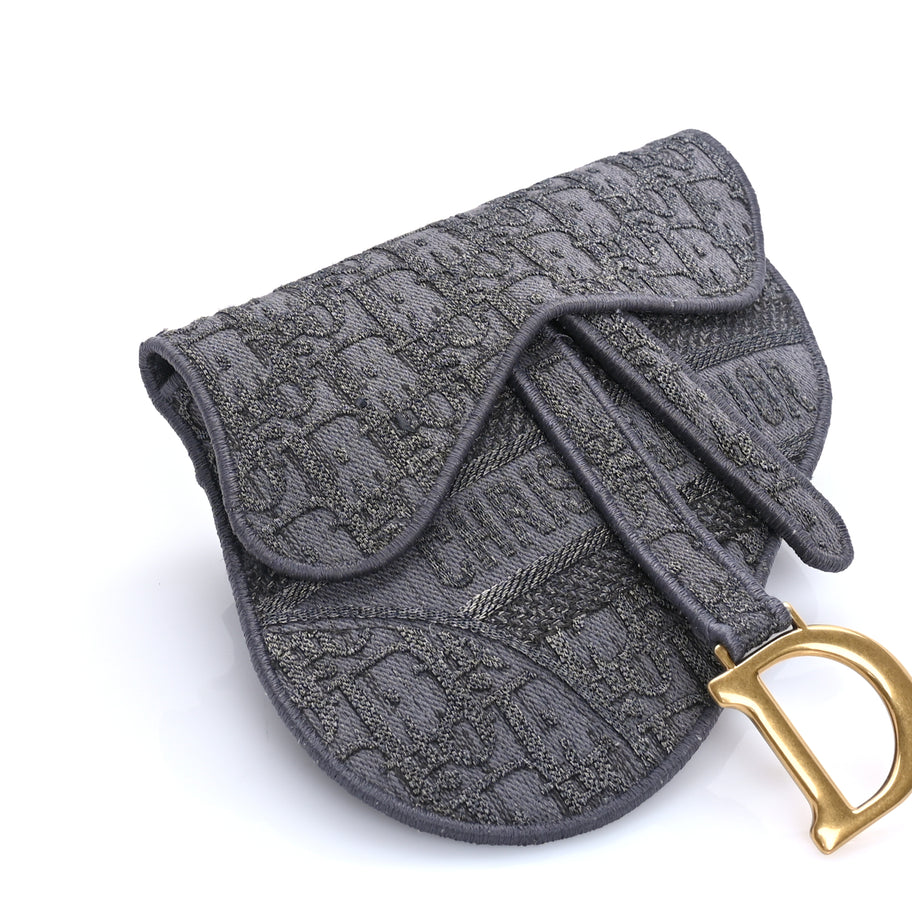 Christian Dior Oblique Embroidered Saddle Belt Pouch  Grey Image 7