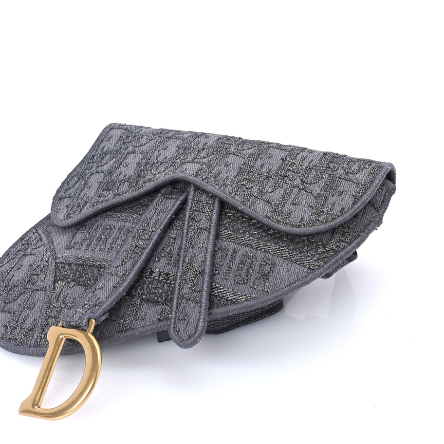 Christian Dior Oblique Embroidered Saddle Belt Pouch  Grey Image 8