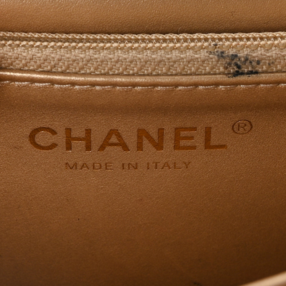 Chanel Metallic Lambskin Quilted Small Chic Pearls Flap Gold Image 5