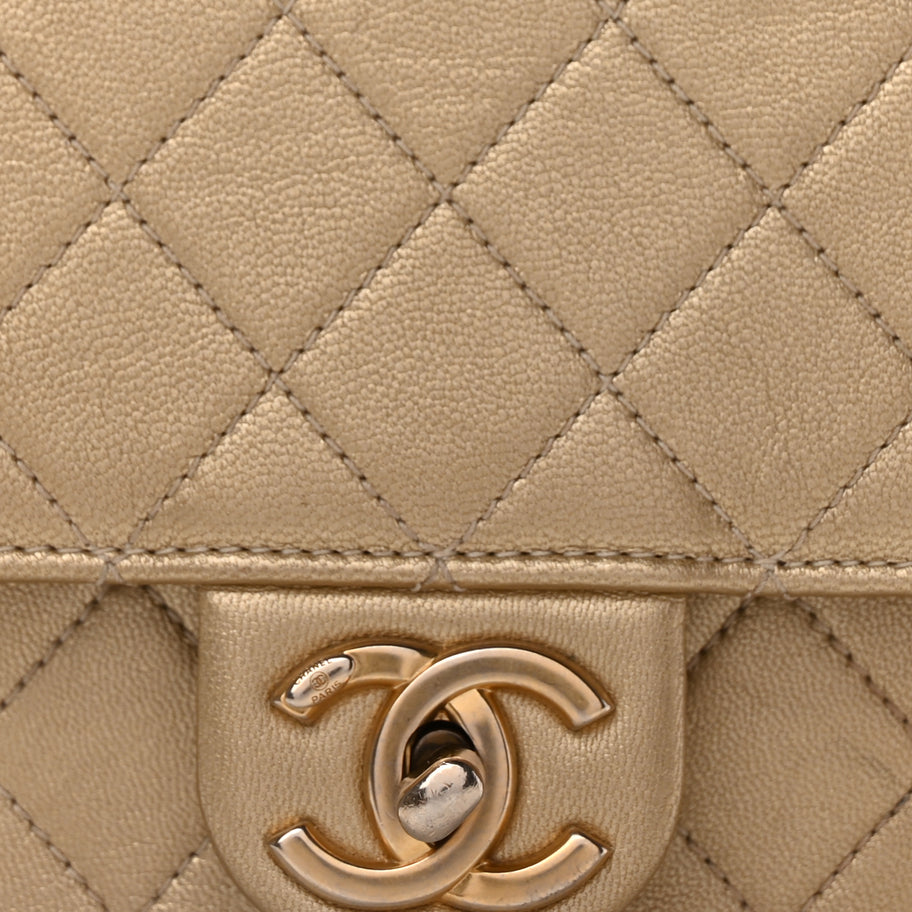 Chanel Metallic Lambskin Quilted Small Chic Pearls Flap Gold Image 6