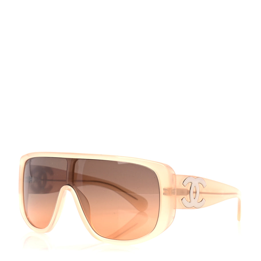Chanel Transparent Acetate Shield Sunglasses 5495  Peach Image 1