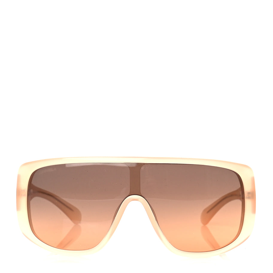 Chanel Transparent Acetate Shield Sunglasses 5495  Peach Image 2