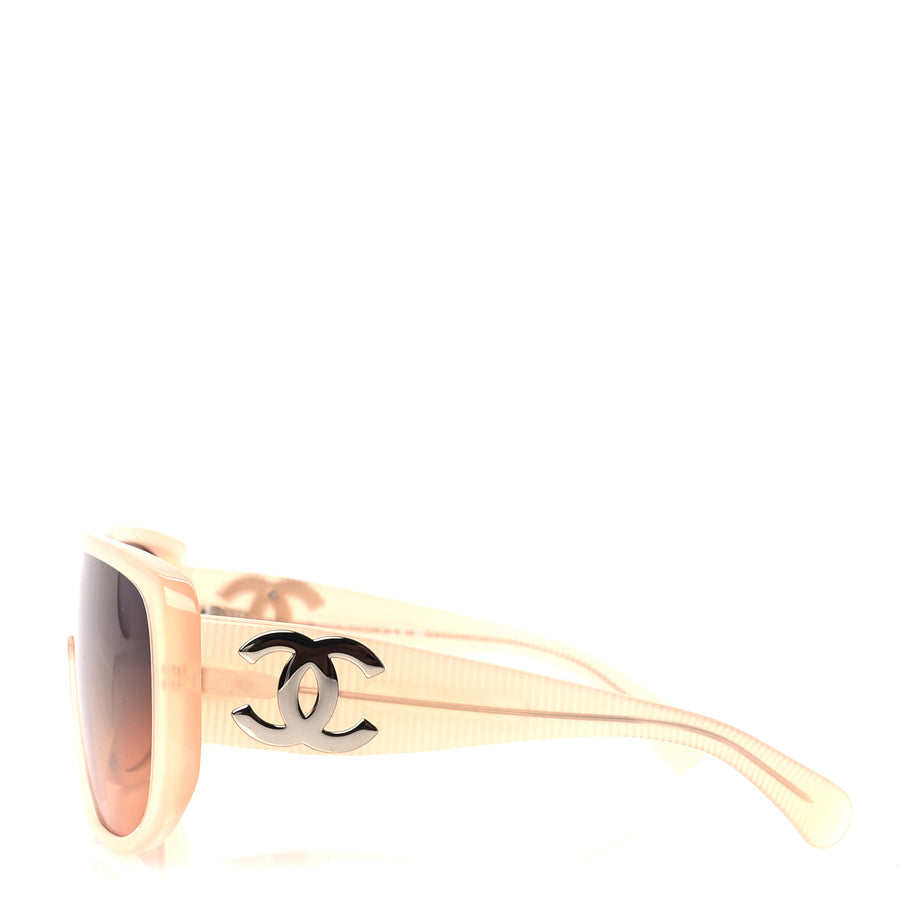 Chanel Transparent Acetate Shield Sunglasses 5495  Peach Image 3