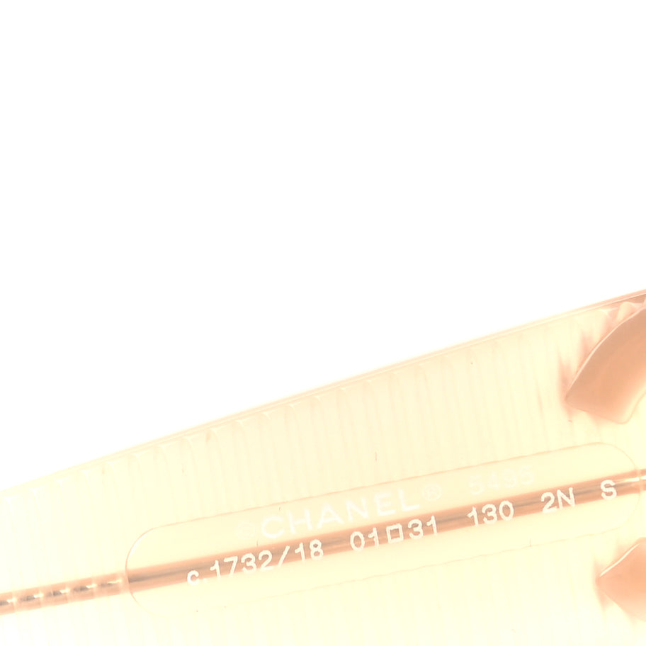 Chanel Transparent Acetate Shield Sunglasses 5495  Peach Image 5