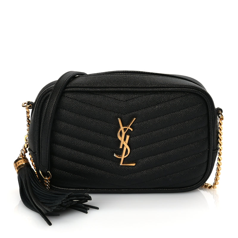  Saint Laurent Grain De Poudre Matelasse Monogram Mini Lou Camera Bag Black