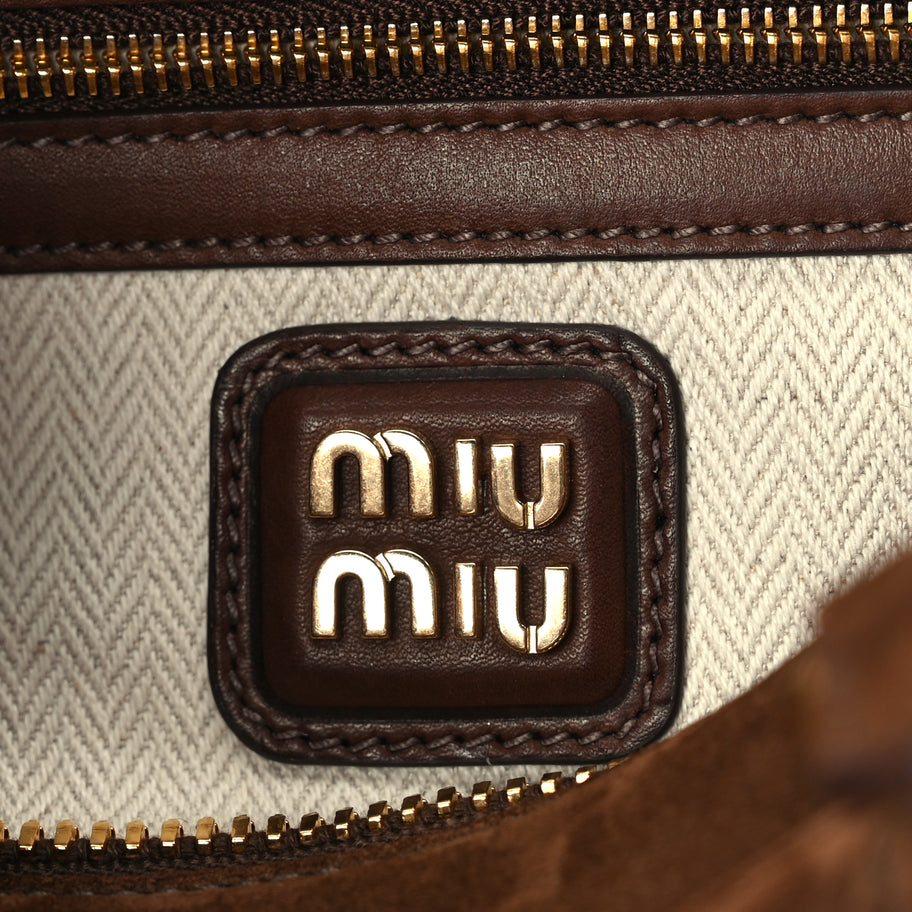 Miu Miu Camoscio Padded Large Arcadie Top Handle Bag Cacao Image 5