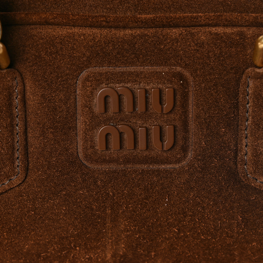 Miu Miu Camoscio Padded Large Arcadie Top Handle Bag Cacao Image 6