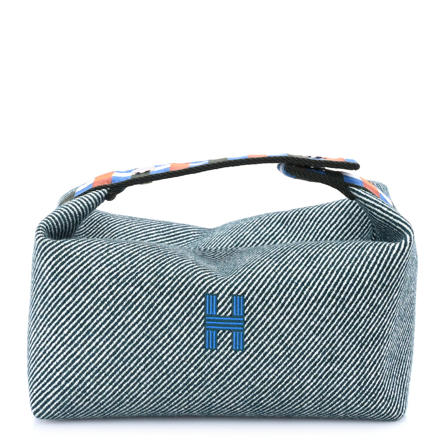 Hermes Merino Wool Small Au Carre Bride-A-Brac Pouch Vert Foret Image 1