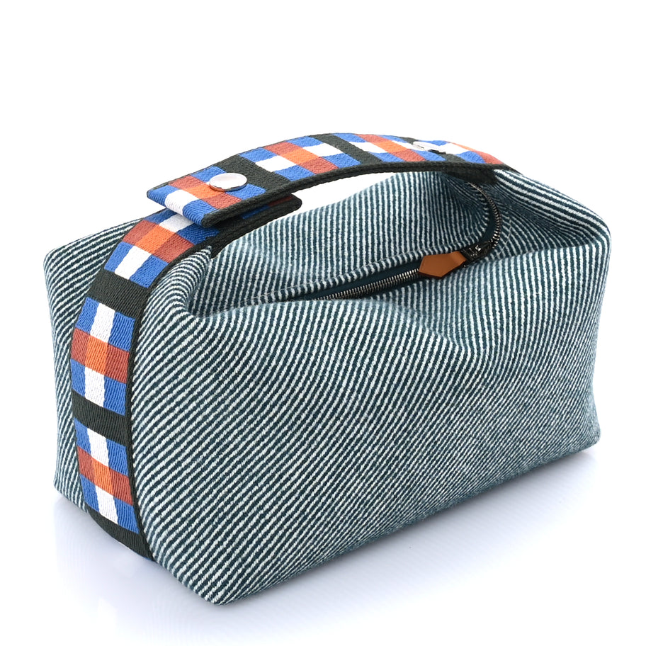 Hermes Merino Wool Small Au Carre Bride-A-Brac Pouch Vert Foret Image 2