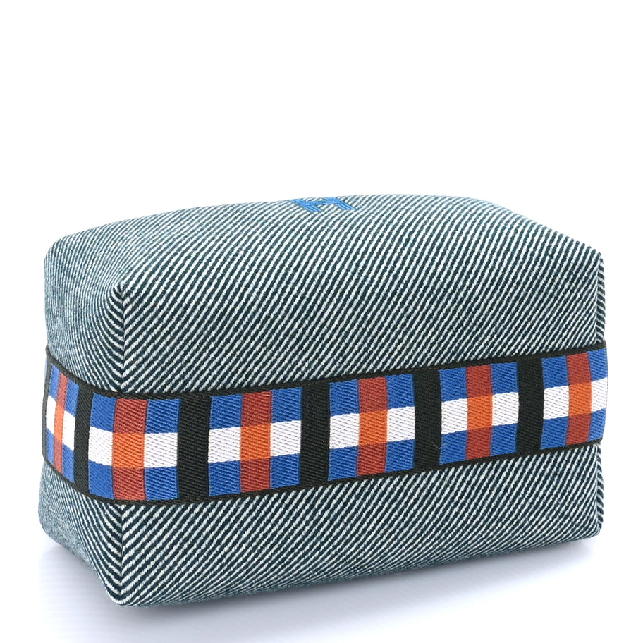 Hermes Merino Wool Small Au Carre Bride-A-Brac Pouch Vert Foret Image 3