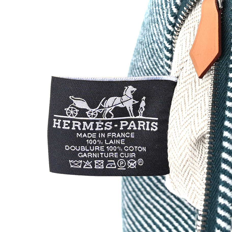 Hermes Merino Wool Small Au Carre Bride-A-Brac Pouch Vert Foret Image 5