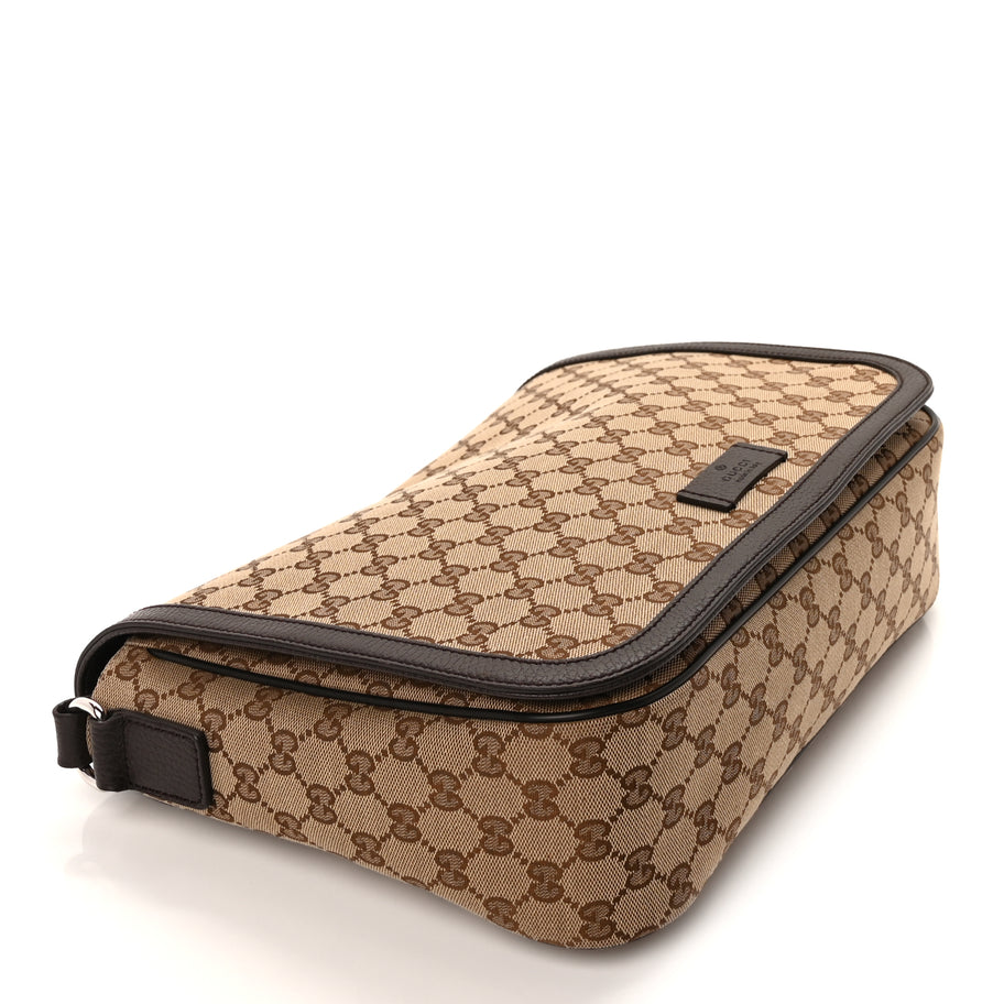 Gucci Monogram Large Flap Messenger Bag  Beige Dark Brown Image 7