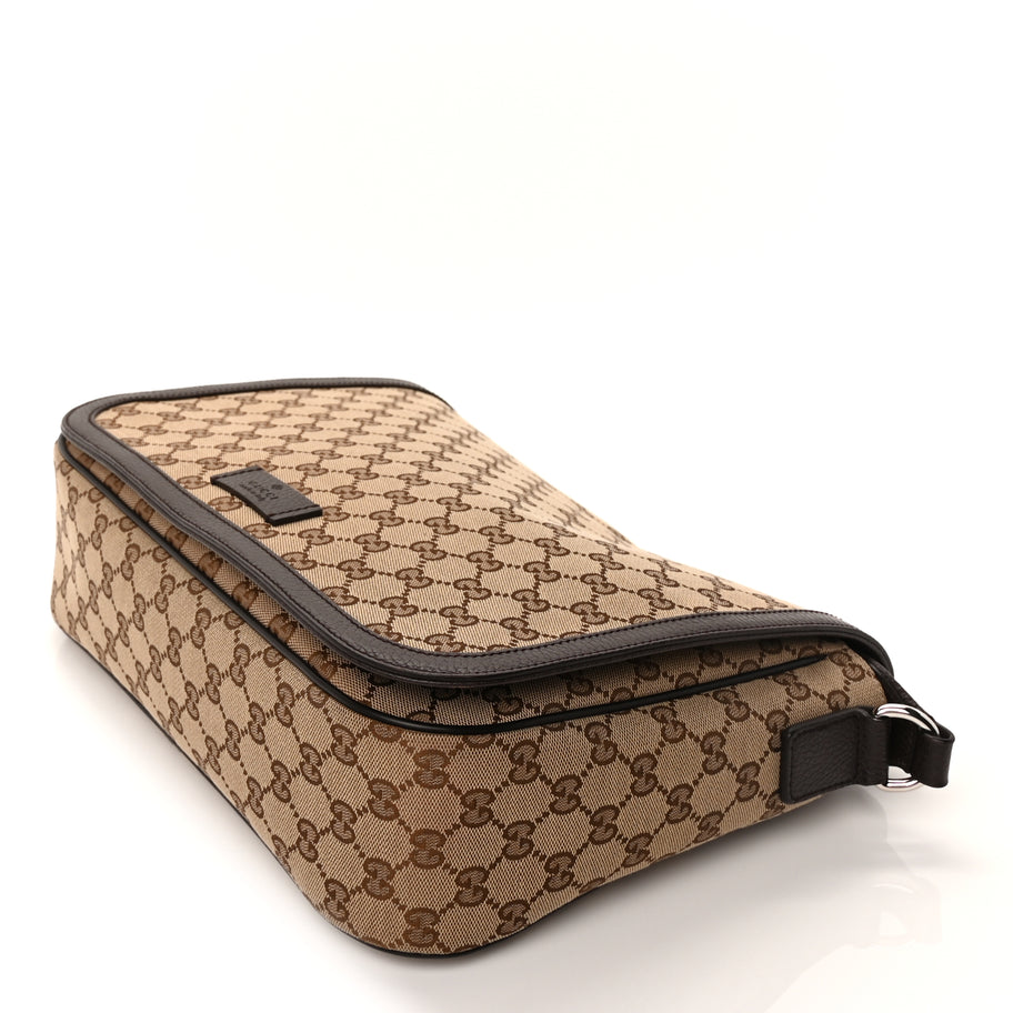 Gucci Monogram Large Flap Messenger Bag  Beige Dark Brown Image 8