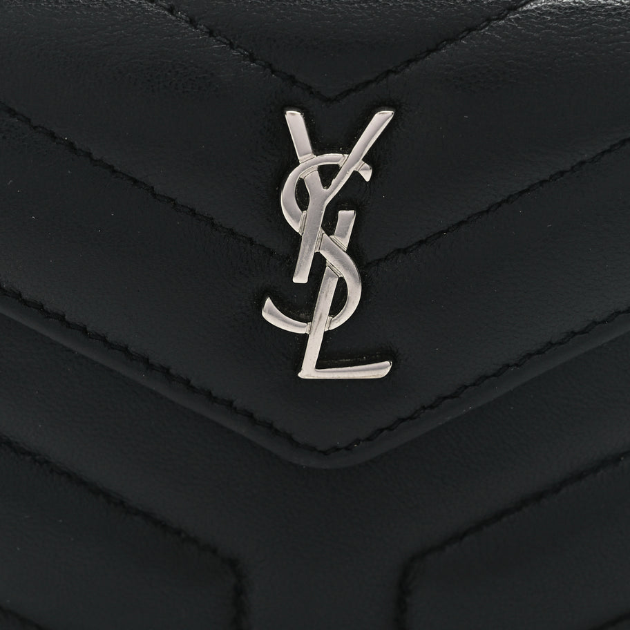 Saint Laurent Lambskin Y Quilted Monogram Small Loulou Envelope Wallet Black Image 7