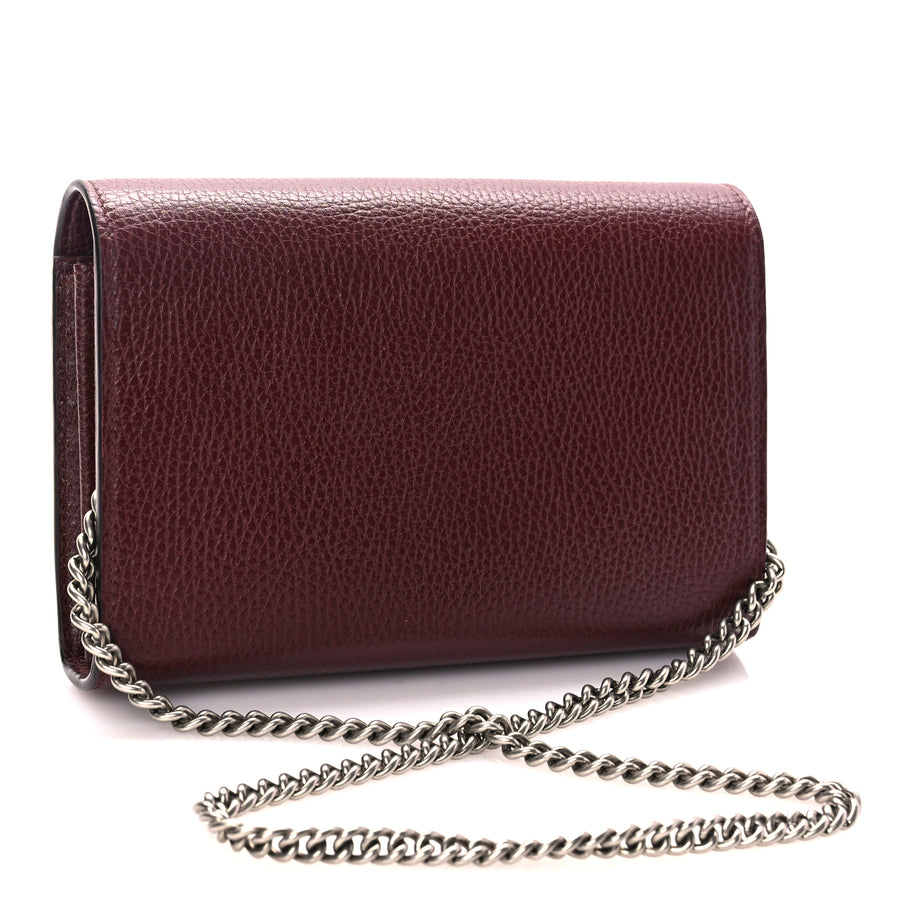 Gucci GUCCI Dollar Calfskin Crystal Mini Dionysus Chain Wallet Vintage Bordeaux Image 2