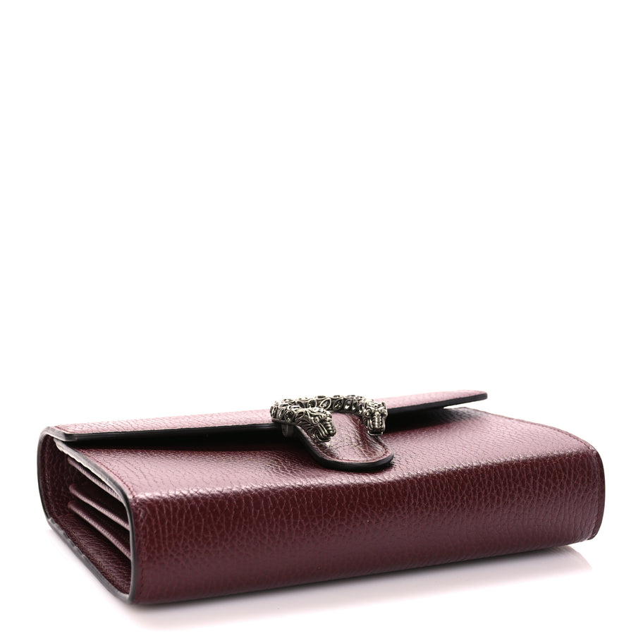 Gucci GUCCI Dollar Calfskin Crystal Mini Dionysus Chain Wallet Vintage Bordeaux Image 3