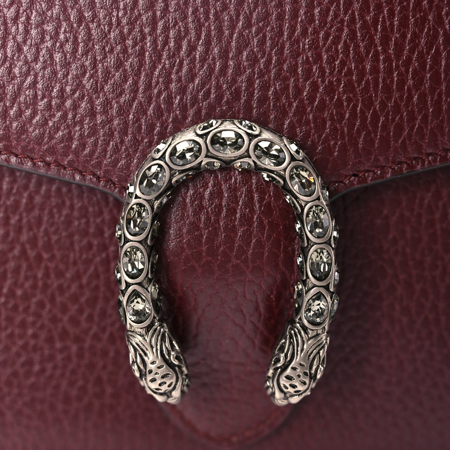 Gucci GUCCI Dollar Calfskin Crystal Mini Dionysus Chain Wallet Vintage Bordeaux Image 7