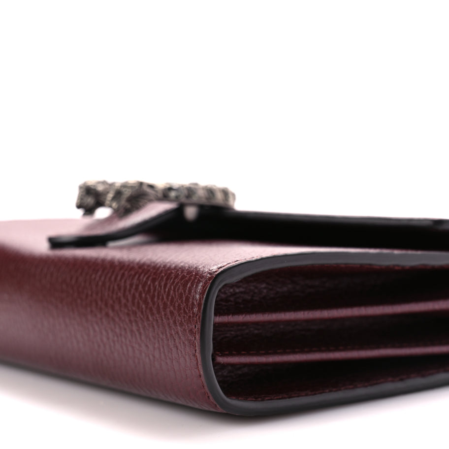 Gucci GUCCI Dollar Calfskin Crystal Mini Dionysus Chain Wallet Vintage Bordeaux Image 9