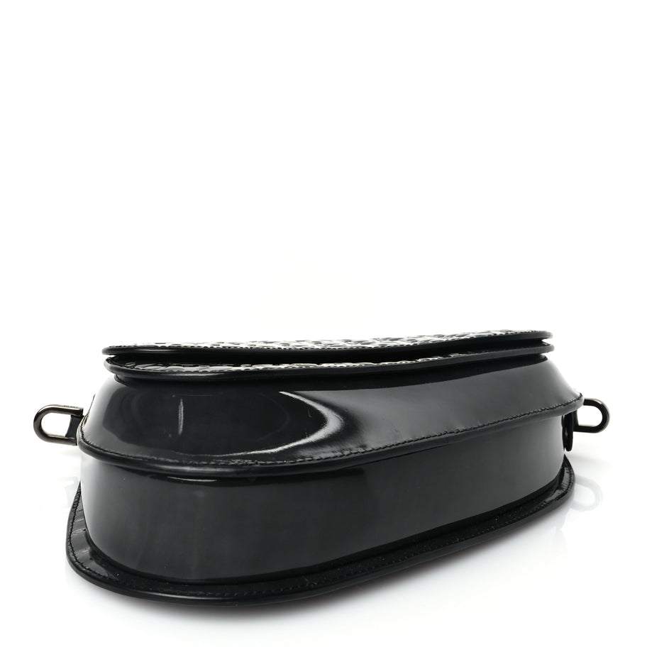 Christian Dior Patent Oblique Embossed Saddle Boxy Bag Black Image 3