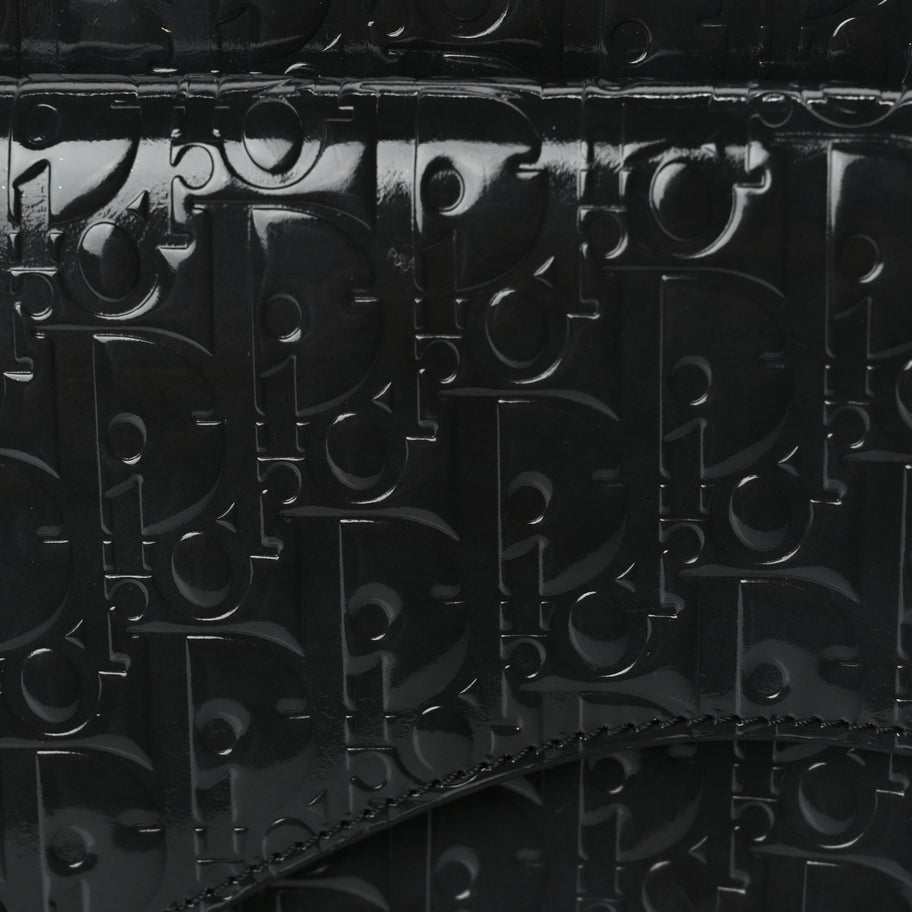 Christian Dior Patent Oblique Embossed Saddle Boxy Bag Black Image 6