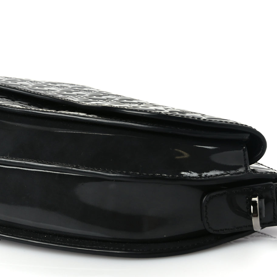 Christian Dior Patent Oblique Embossed Saddle Boxy Bag Black Image 8