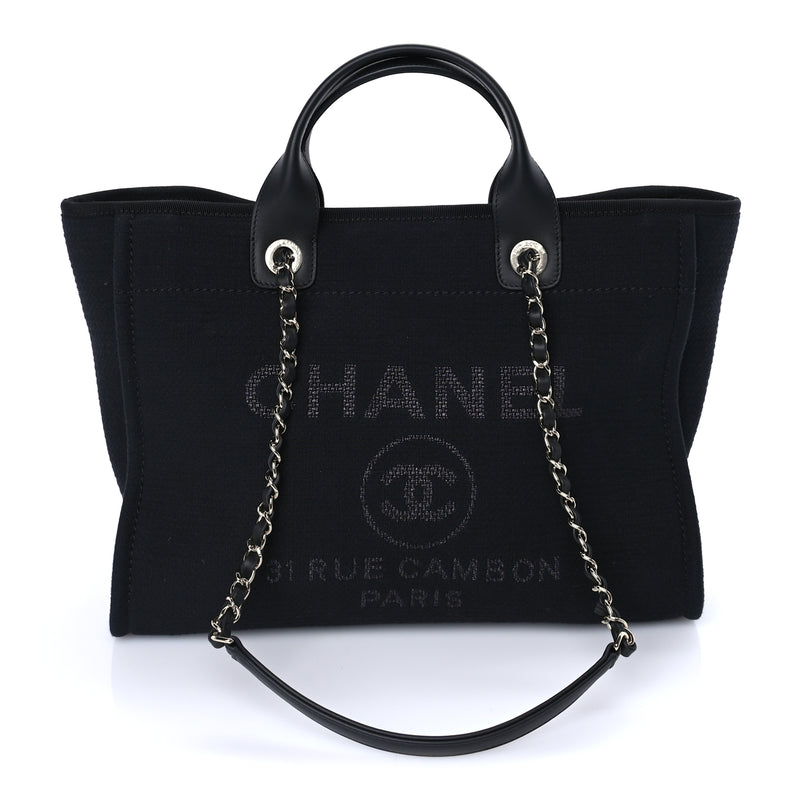  Chanel Mixed Fibers Small Deauville Tote Black