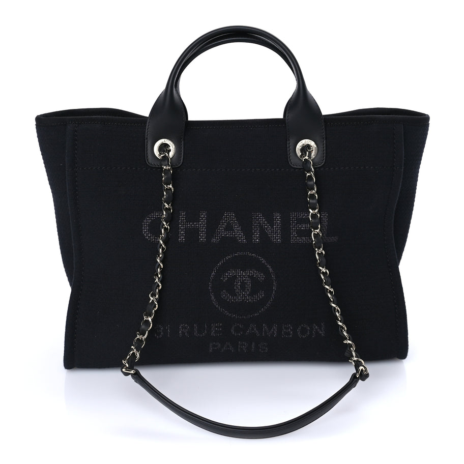 Chanel Mixed Fibers Small Deauville Tote Black Image 1
