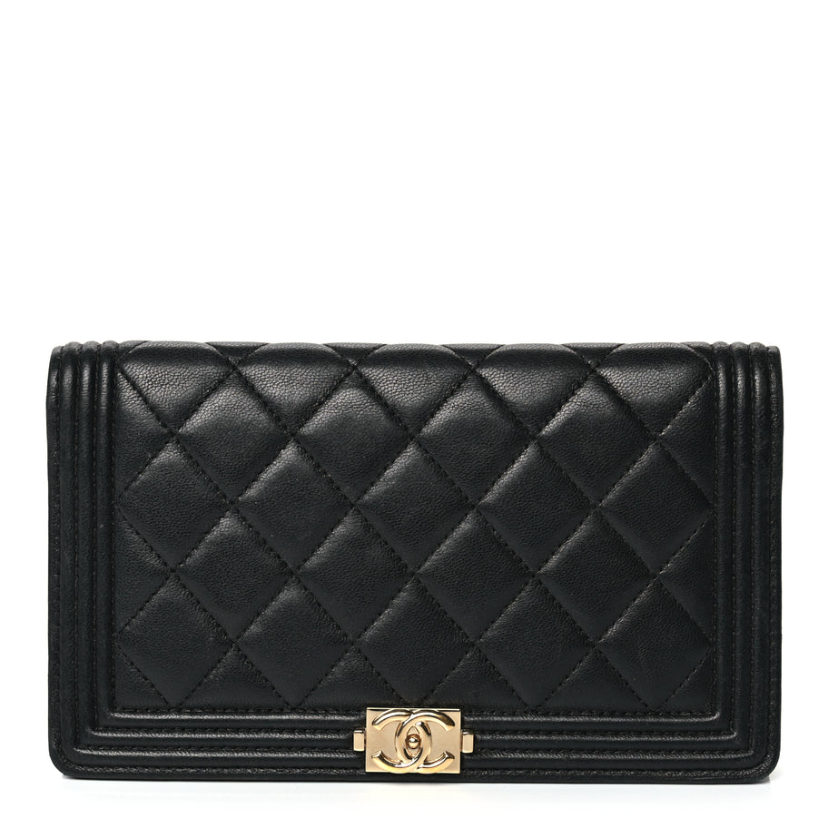 Chanel Lambskin Quilted Boy Yen Wallet Black Image 1