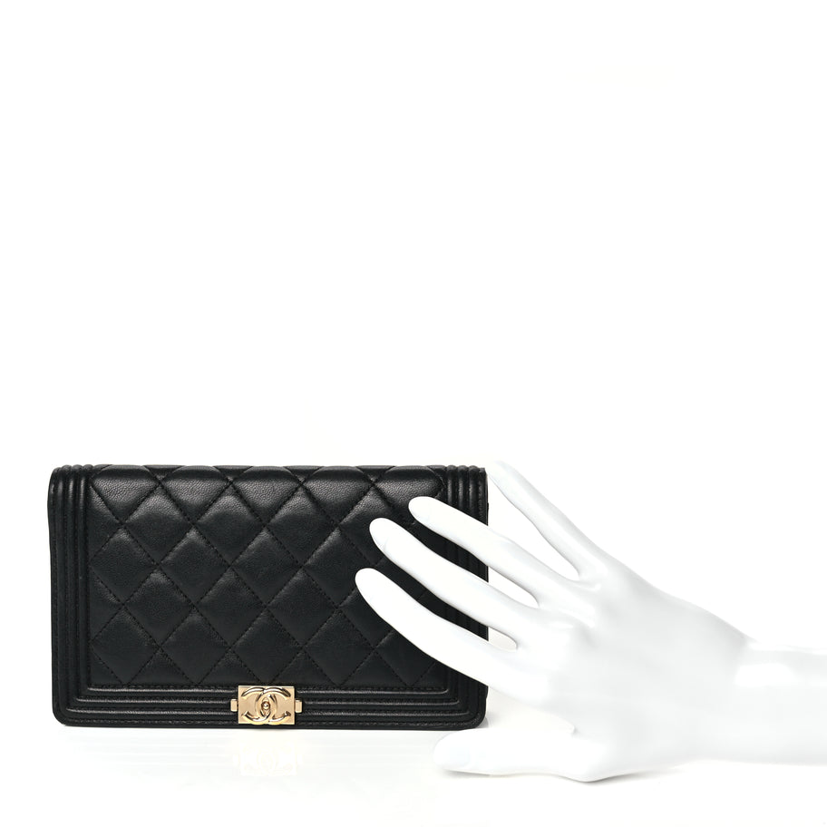Chanel Lambskin Quilted Boy Yen Wallet Black Image 2