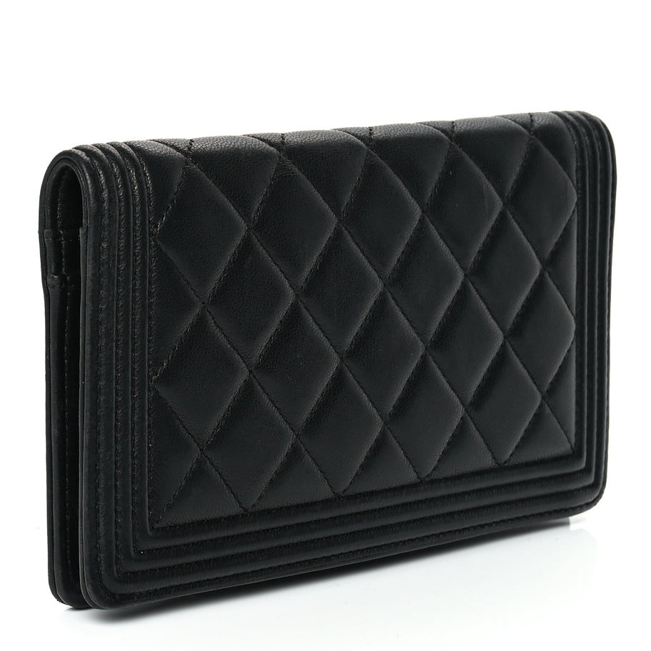 Chanel Lambskin Quilted Boy Yen Wallet Black Image 3