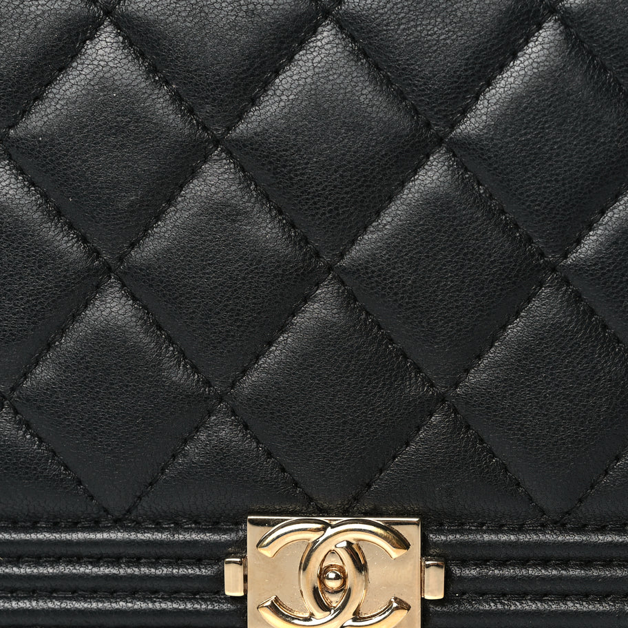 Chanel Lambskin Quilted Boy Yen Wallet Black Image 8