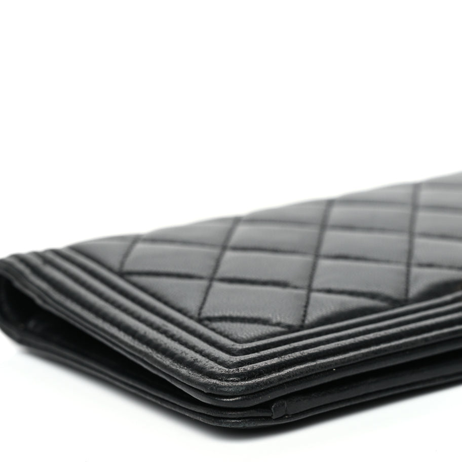 Chanel Lambskin Quilted Boy Yen Wallet Black Image 9