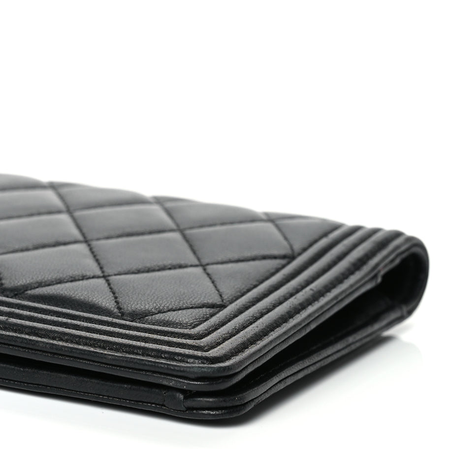 Chanel Lambskin Quilted Boy Yen Wallet Black Image 10