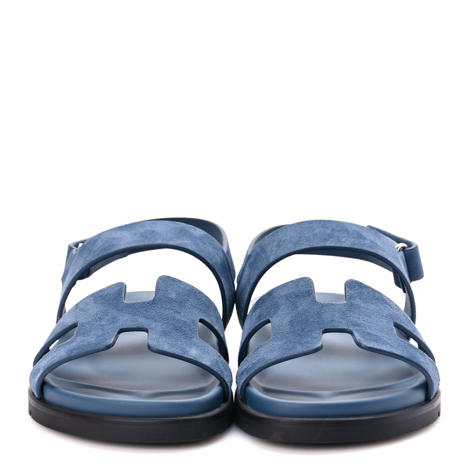 Hermes Suede Goatskin Womens Genius Sandals 39.5 Bleu Celeste Image 3