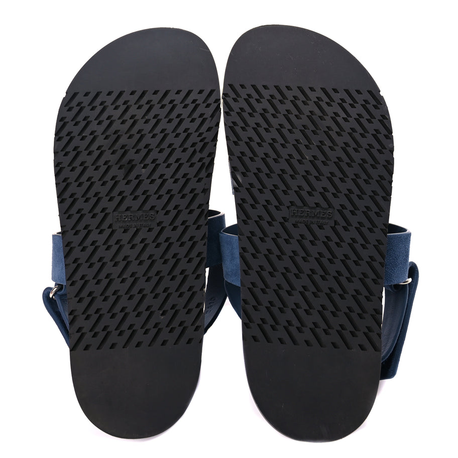 Hermes Suede Goatskin Womens Genius Sandals 39.5 Bleu Celeste Image 6