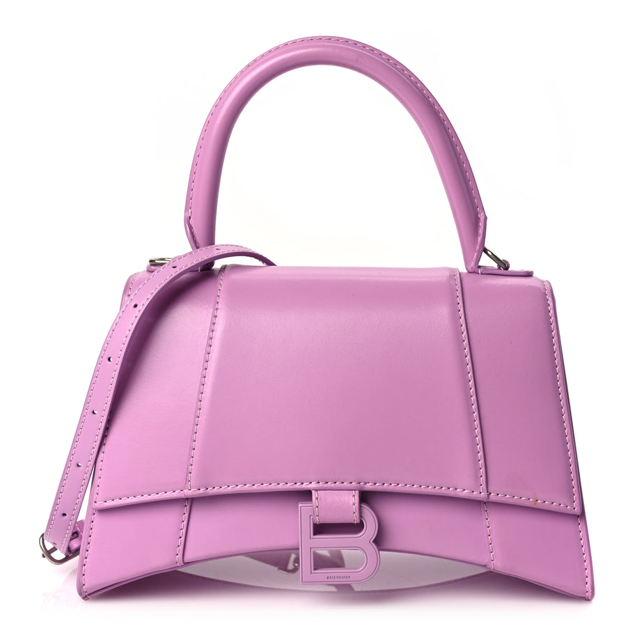 Balenciaga Shiny Box Calfskin Tonal B Small Hourglass Top Handle Bag Lilac Image 1