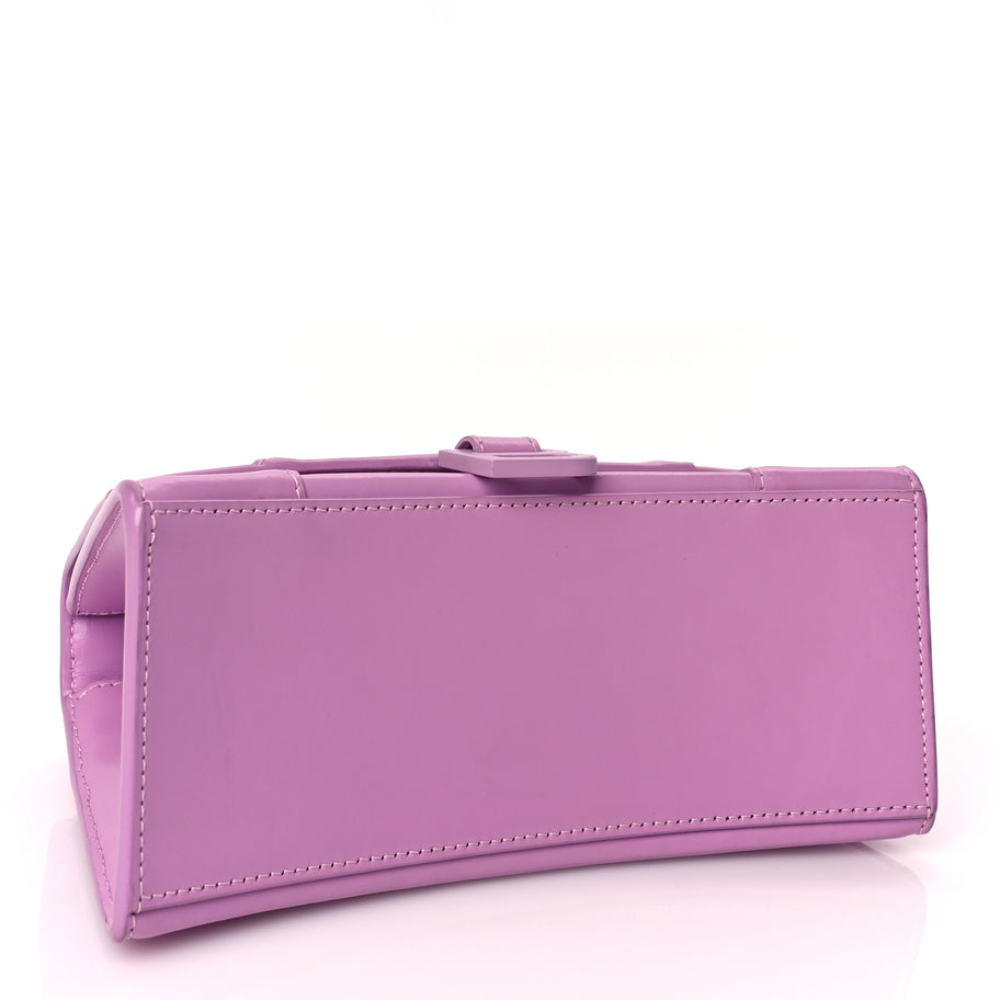 Balenciaga Shiny Box Calfskin Tonal B Small Hourglass Top Handle Bag Lilac Image 3