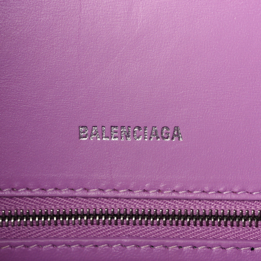 Balenciaga Shiny Box Calfskin Tonal B Small Hourglass Top Handle Bag Lilac Image 5